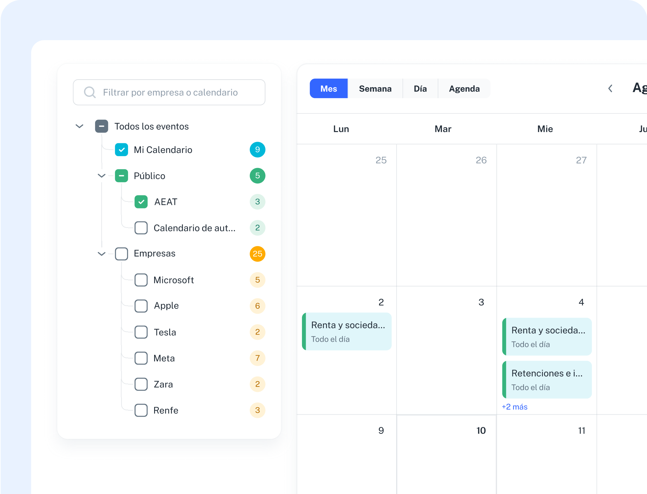 Calendario y Eventos